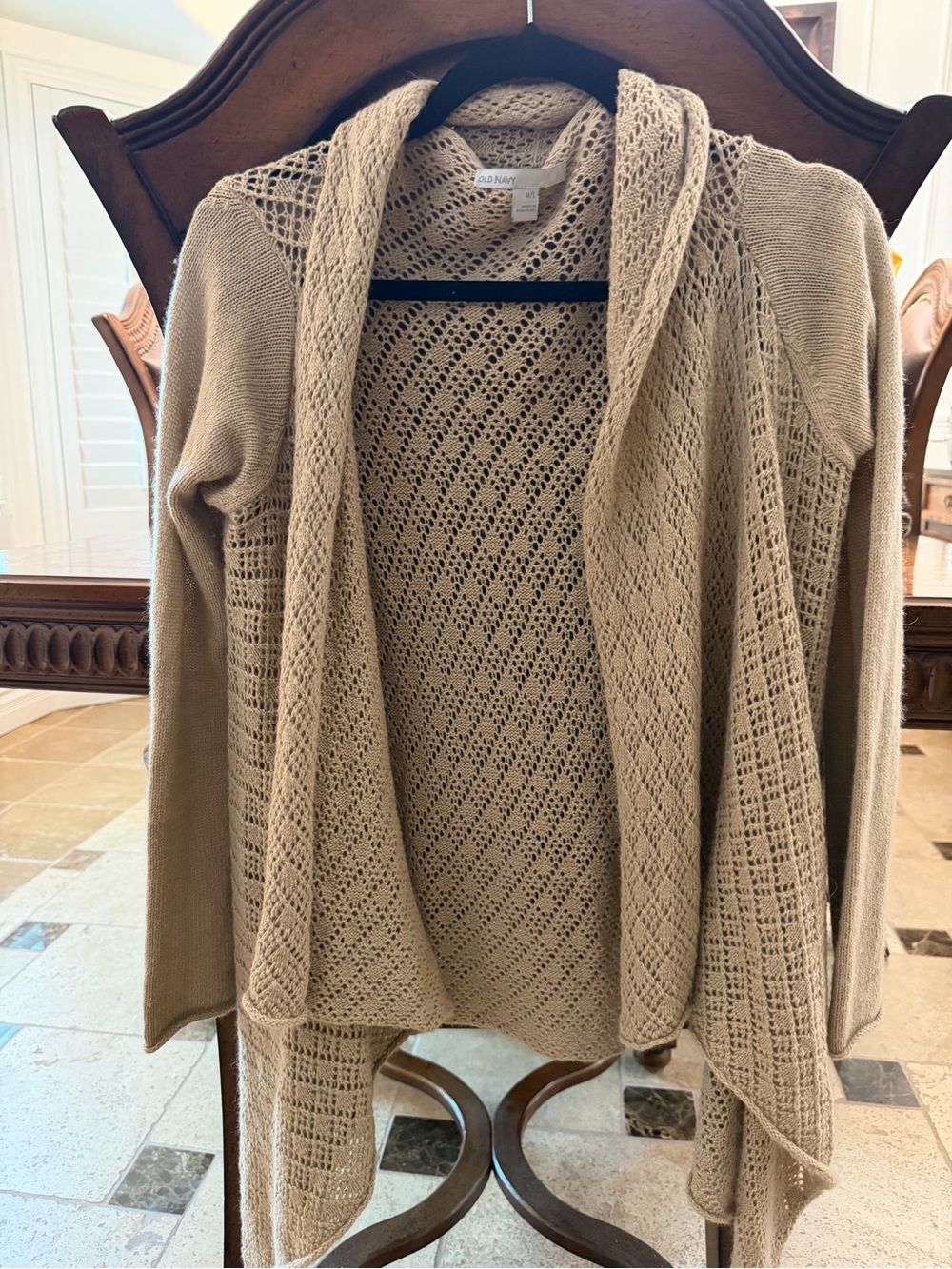 Open-Front Knit Cardigan Sweater - Beige